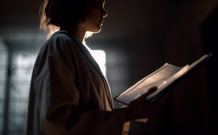 Młoda kobieta czytająca książkę przy świetle okna