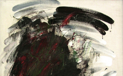 Abstraction in color. Black, burgundy and white paint smudges on a light background.