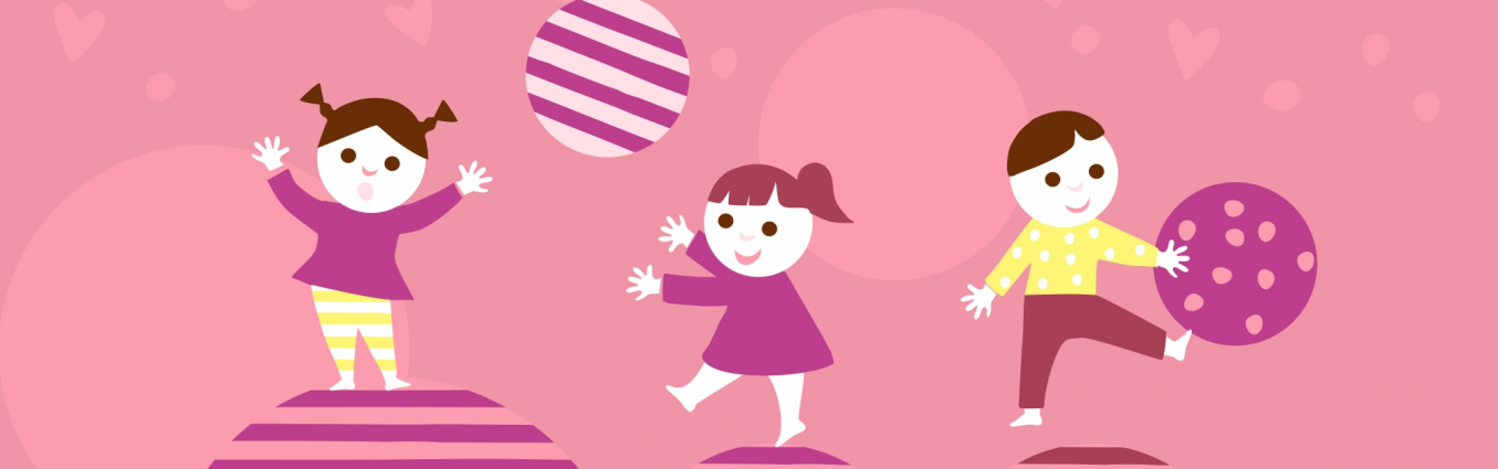 troje dzieci bawi się piłką