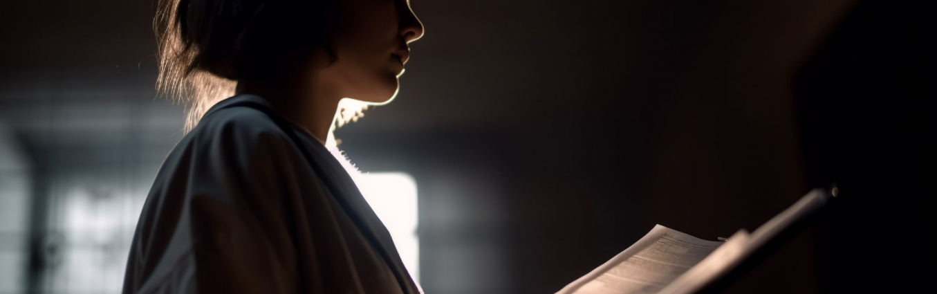Młoda kobieta czytająca książkę przy świetle okna