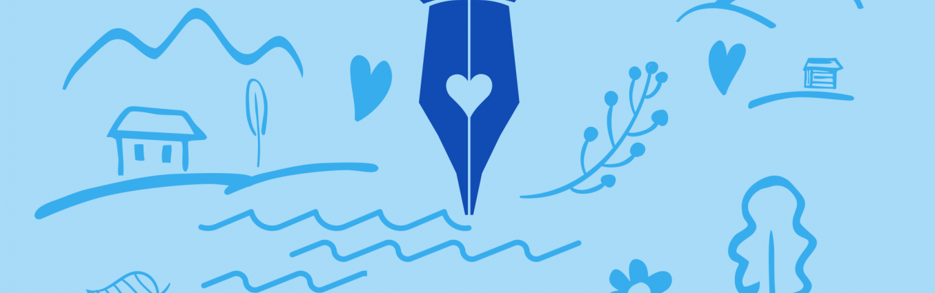 ilustracja stalówki na tle górskiego krajobrazu