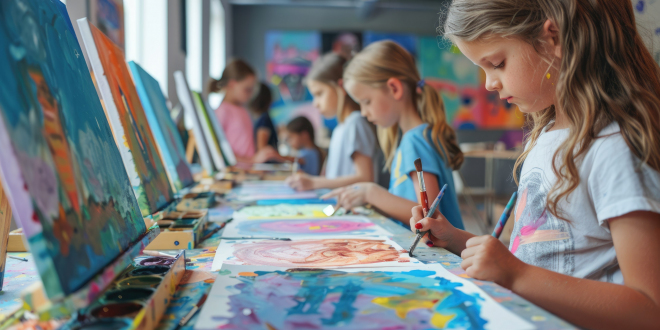 Adobe Stock zdjęcie dzieci malujących przy sztalugach