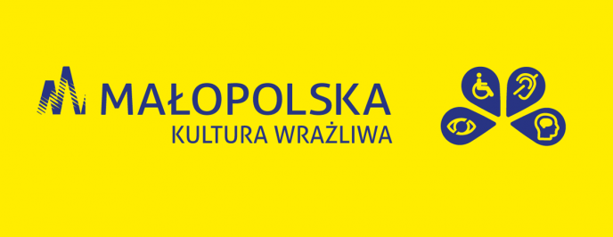 Niebieski napis na żółtym tle: Małopolska. Kultura wrażliwa